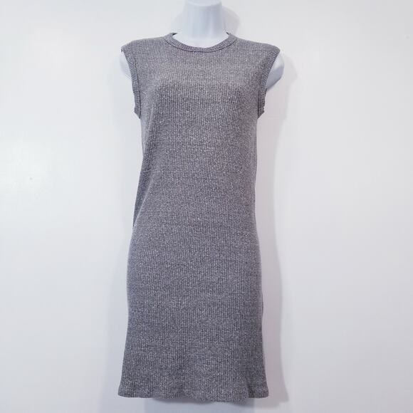 Enzo Costa Ribbed Knit Mini Dress Sleeveless Crewneck - Picture 1 of 14